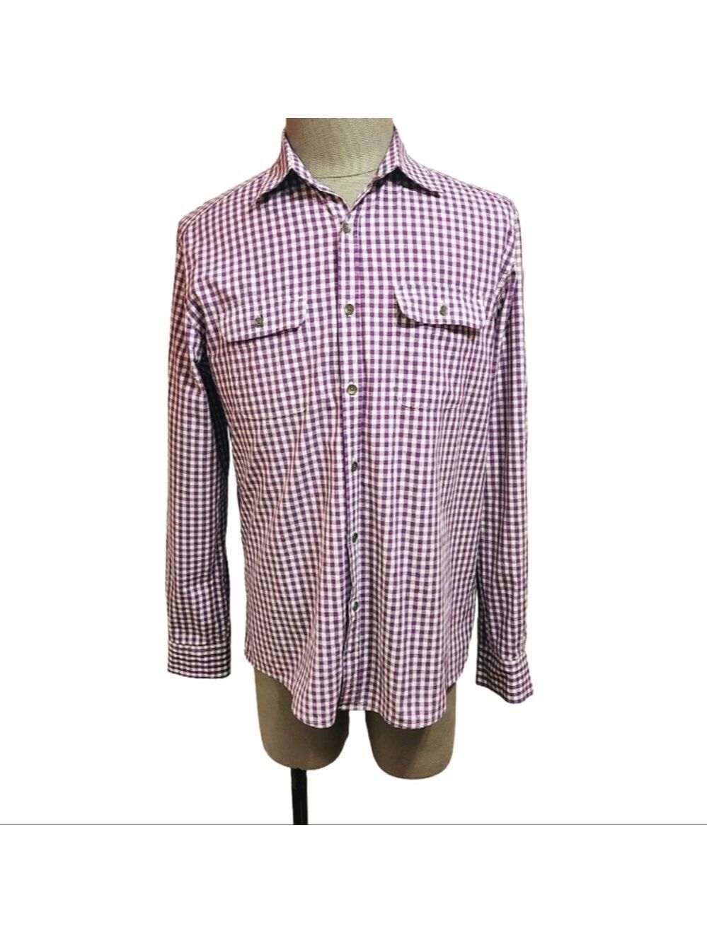 Kenneth Cole Reaction Gingham Shirt Large Purple White